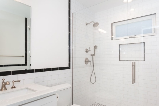 All White Bathroom Remodel in Los Angeles  (#1219)| Pearl Remodeling