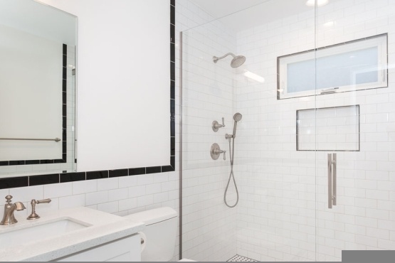 All White Bathroom Remodel in Los Angeles  (#1219)| Pearl Remodeling